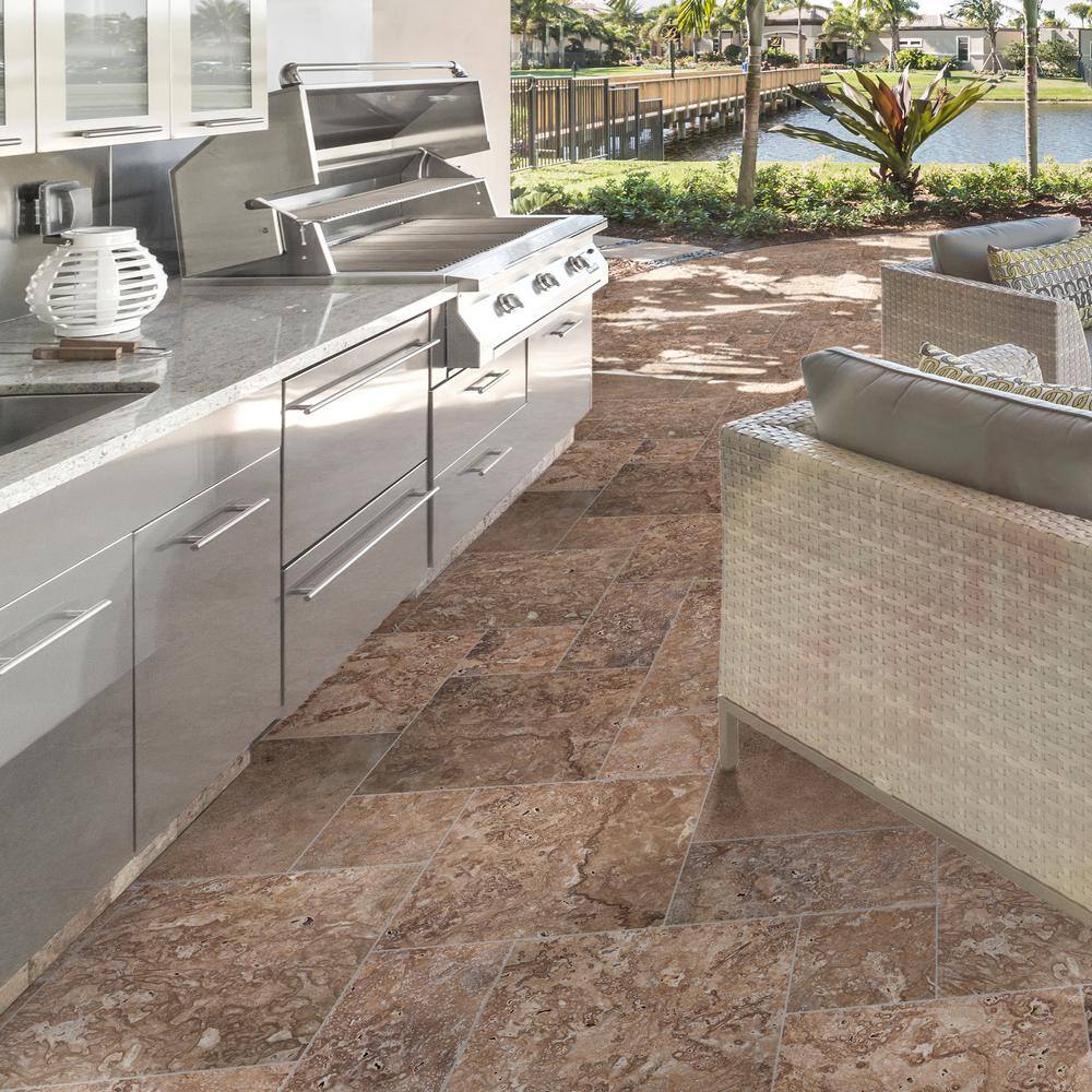 MSI Mediterranean Walnut 16 in. x 24 in. Honed Travertine Stone Look Floor and Wall Tile (80 sq. ft.Pallet) TTWAL-PAT-HUFC