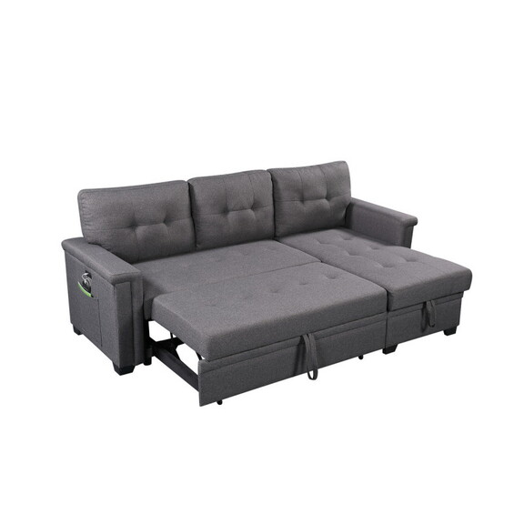 Nathan Dark Gray Reversible Sleeper Sectional Sofa...