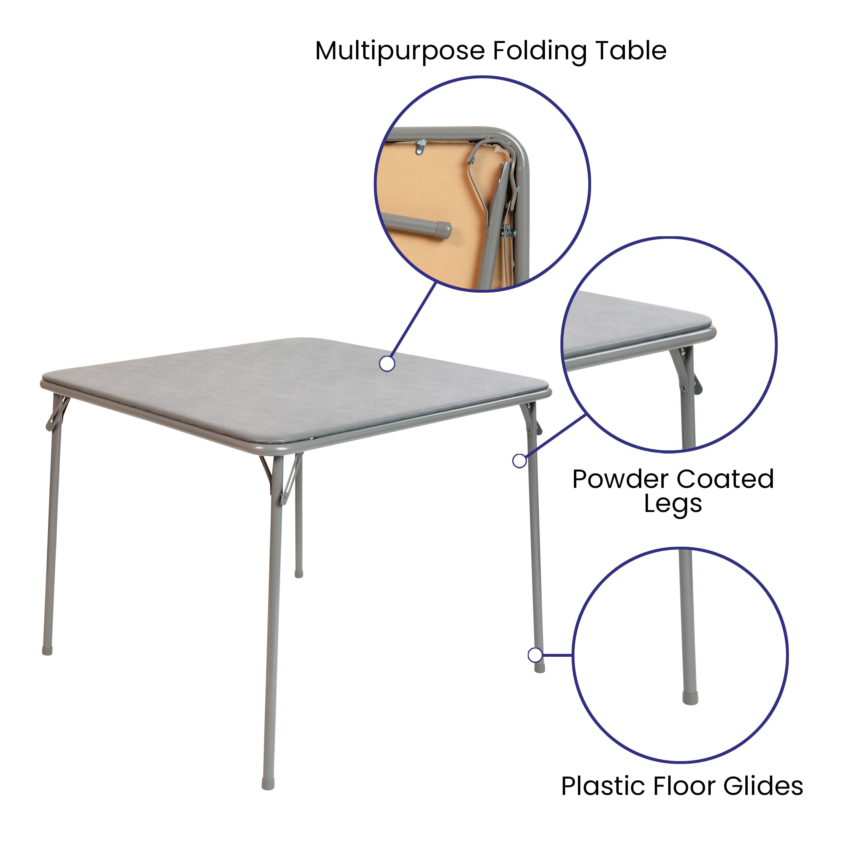 Flash Furniture Gray Folding Card Table - Lightweight Portable Folding Table with Collapsible Legs