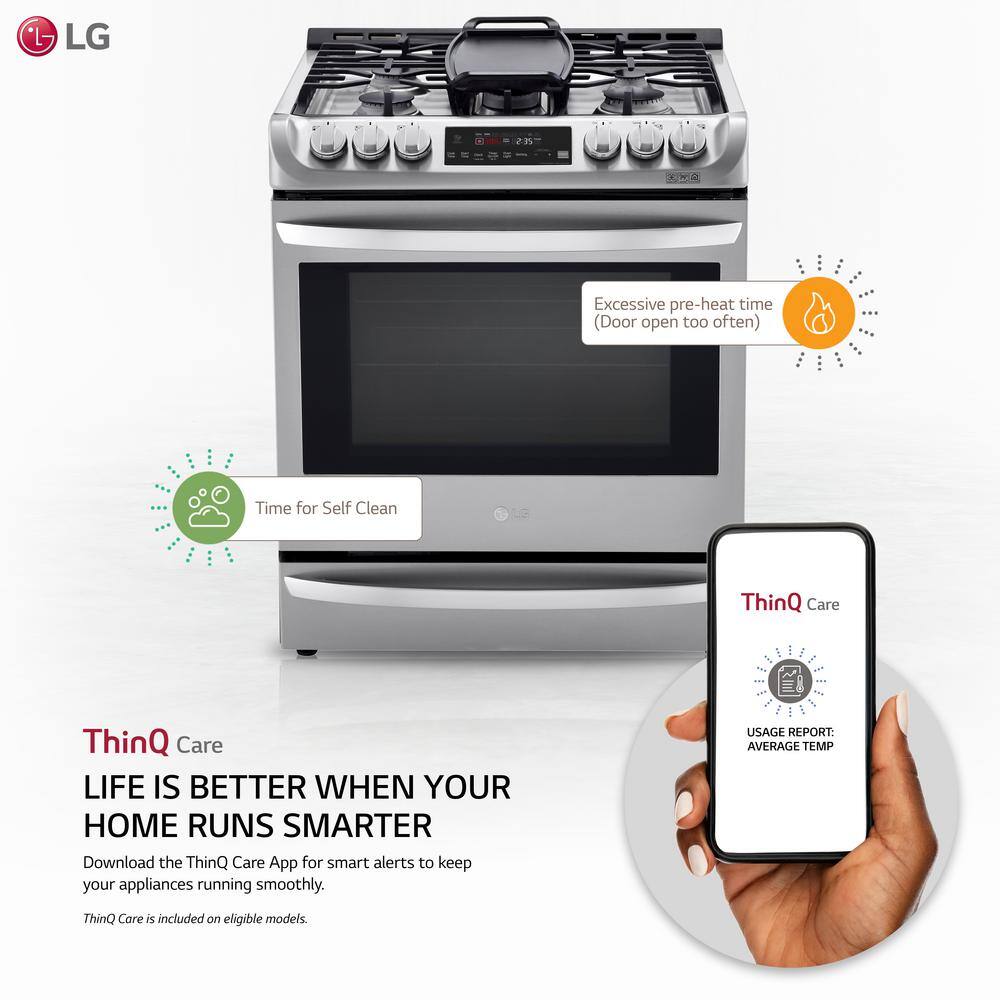 LG 6.3 cu. ft. Smart Slide-In Dual-Fuel Electric Range with ProBake Convection Oven  Self-Clean in Stainless Steel LSD4913ST