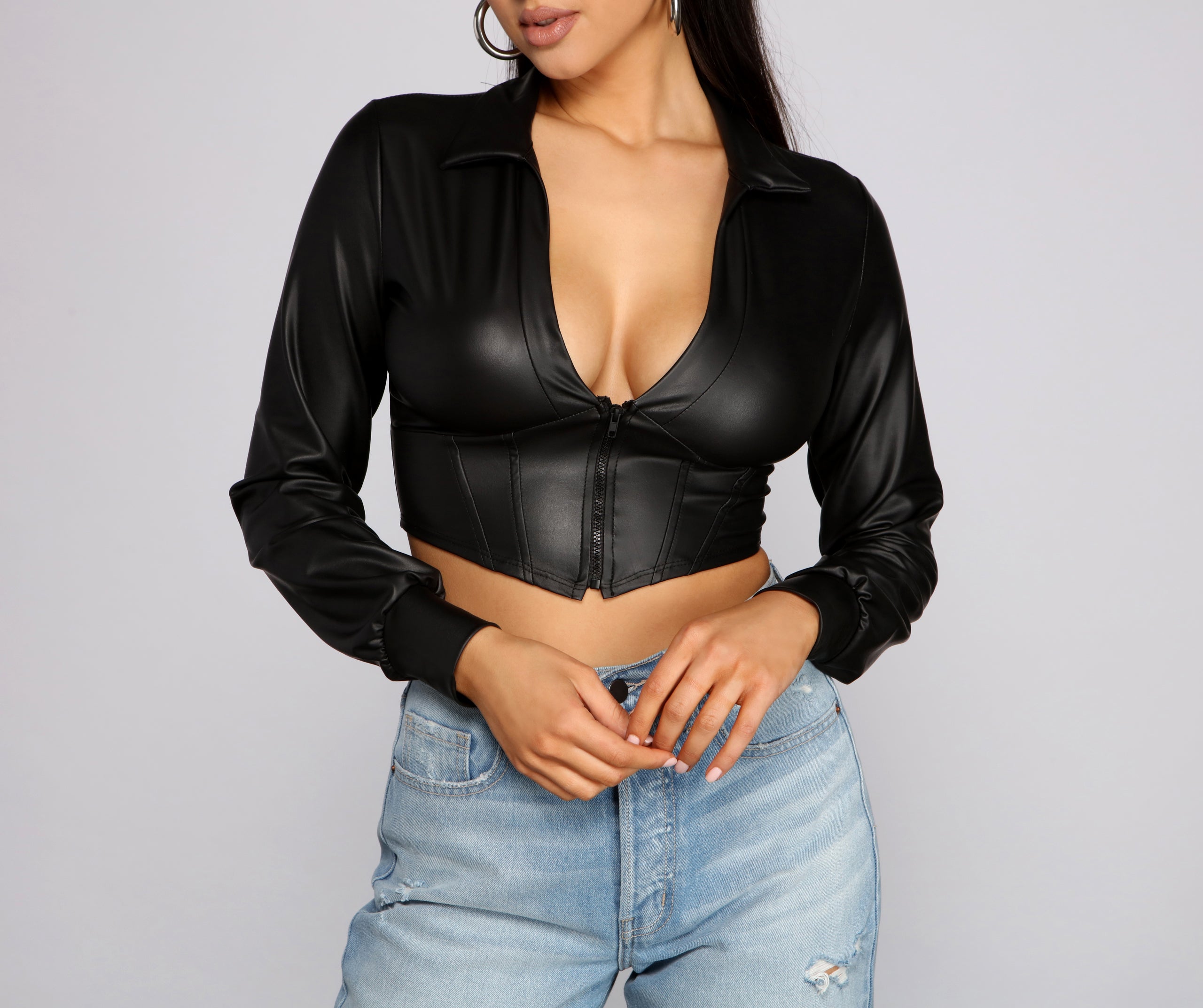 An Edgy Vibe Faux Leather Crop Top