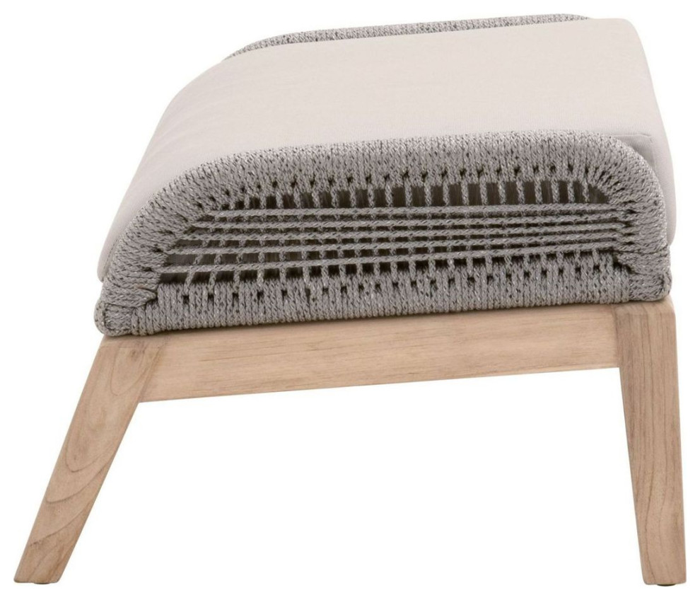 Essentials For Living Woven Loom Outdoor Footstool Light Gray   Beach Style   Outdoor Footstools And Ottomans   by Unlimited Furniture Group  Houzz