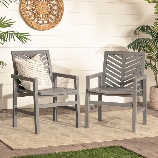 Middlebrook Acacia Wood Chevron Patio Chair (Set of 2)