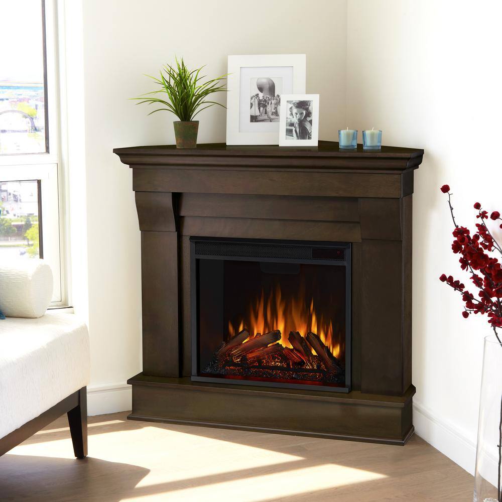 Real Flame Chateau 41 in. Corner Electric Fireplace in Dark Walnut 5950E-DW