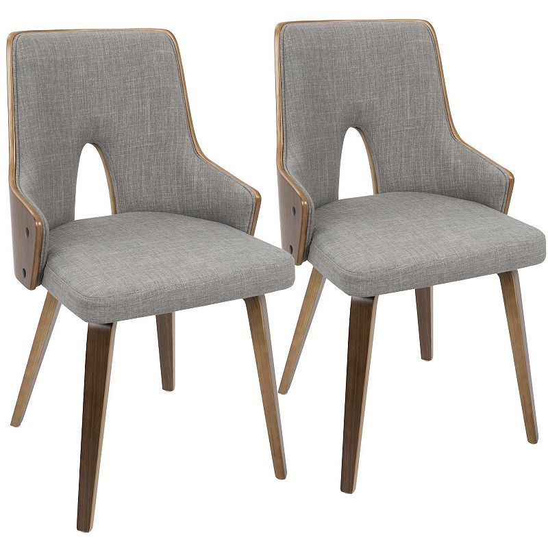 Set of 2 Light Grey Fabric and Walnut Brown Wooden Stella Dining Chair  32.75”