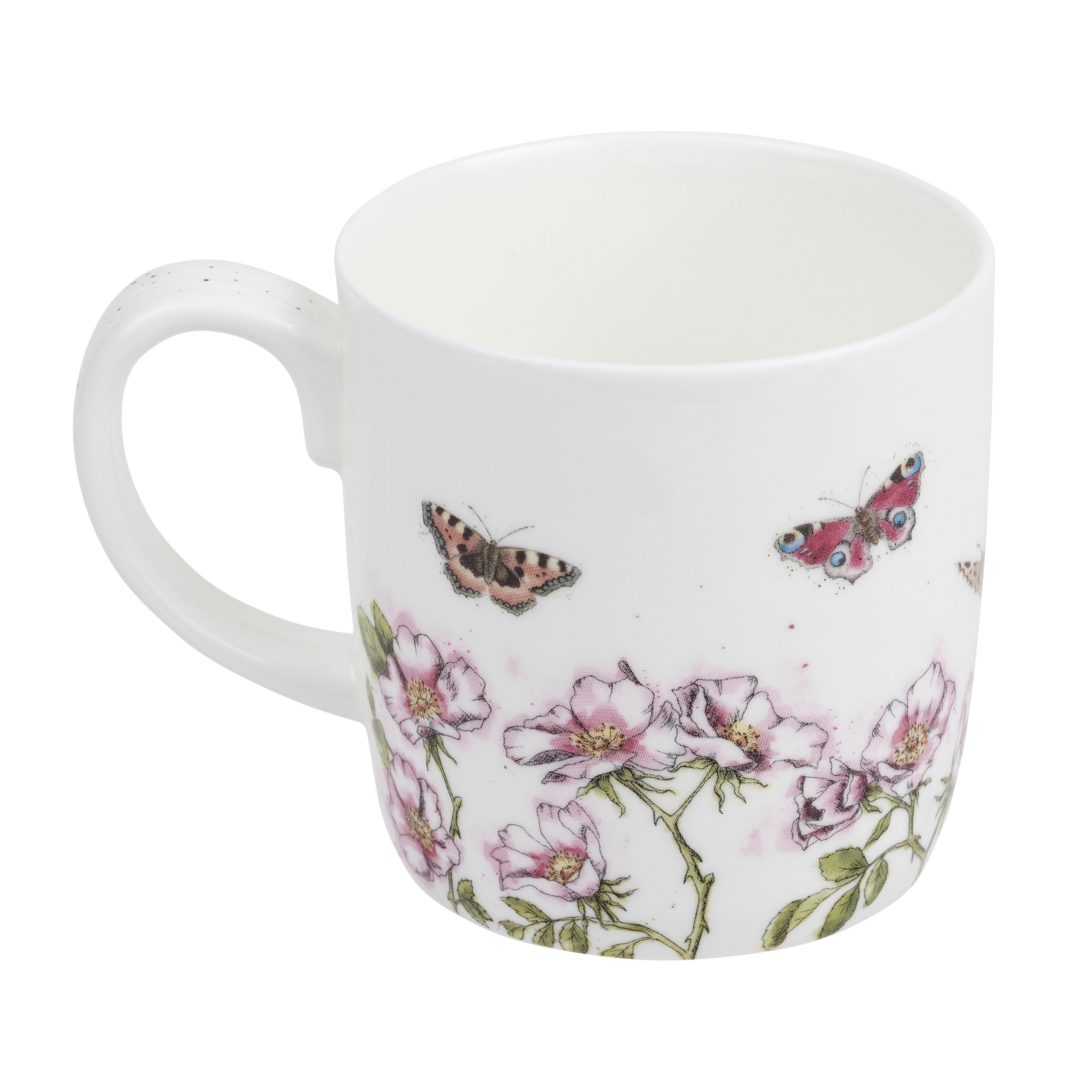 Royal Worcester Wrendale Designs The Rose Garden 14 Ounce Mug (Bird/Butterfly)