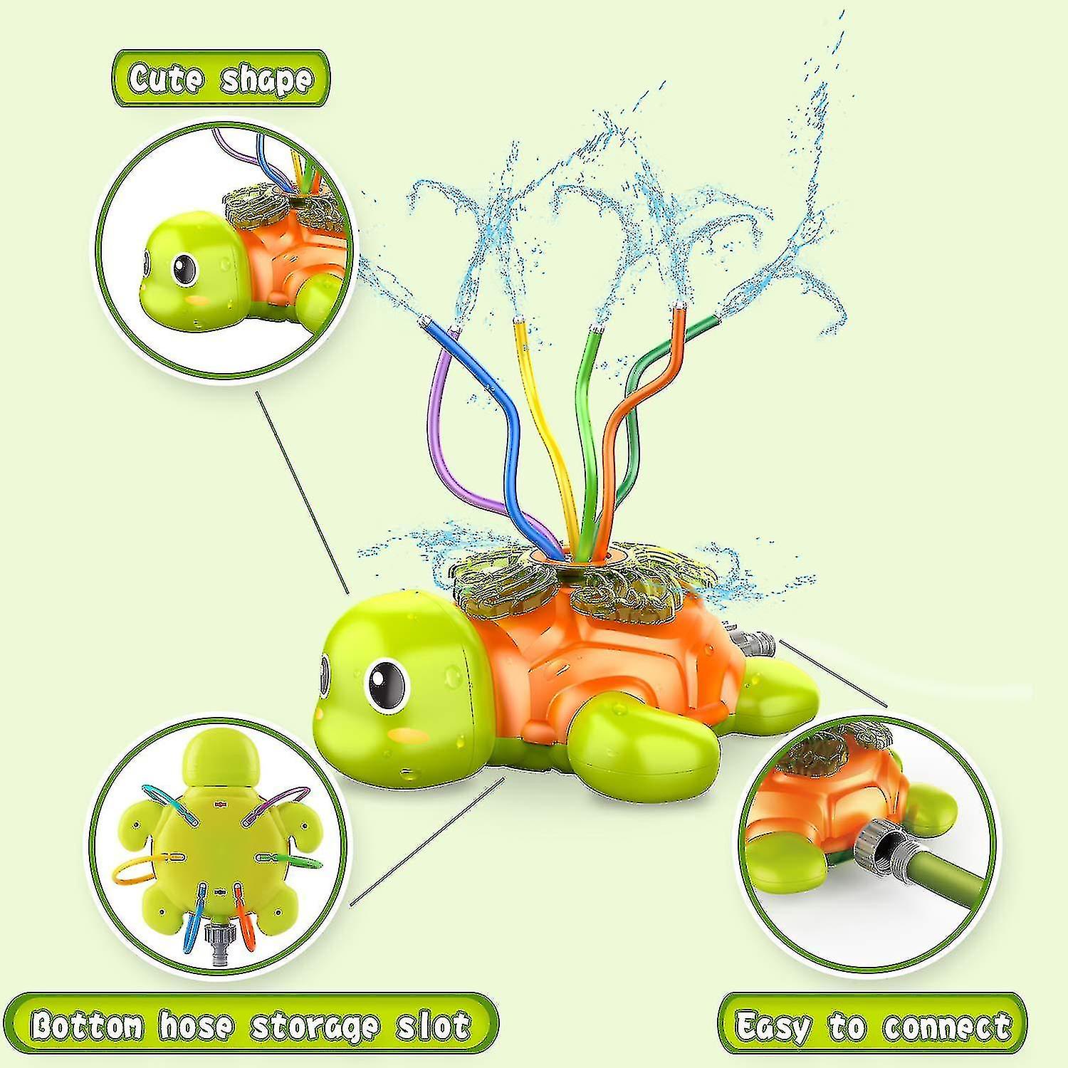 Kids Sprinkler For Yard Game With Wiggle Tubes Spinning Turtle Water For Kids - Splashing Fun Activity For Summer