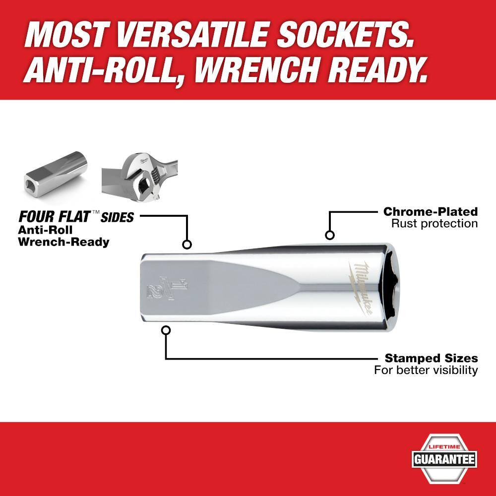 MW 38 in. Drive Metric Deep Well 6-Point Socket Set and 38 in. Drive Ratchet (11-Piece) 48-22-9505-48-22-9038