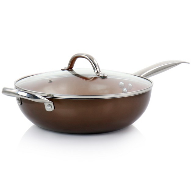 Copper Pan Cooking Excellence 3 5 Quart Aluminum Nonstick Saute Pan In Copper