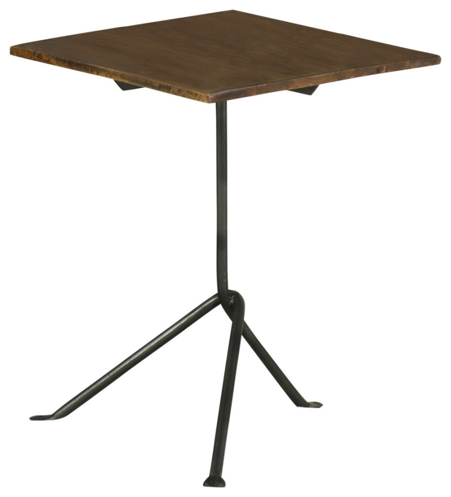 20 Inch Modern Square Accent Table Gray Metal Tripod Base Dark Brown Wood   Midcentury   Side Tables And End Tables   by Dot  ampBo  Houzz