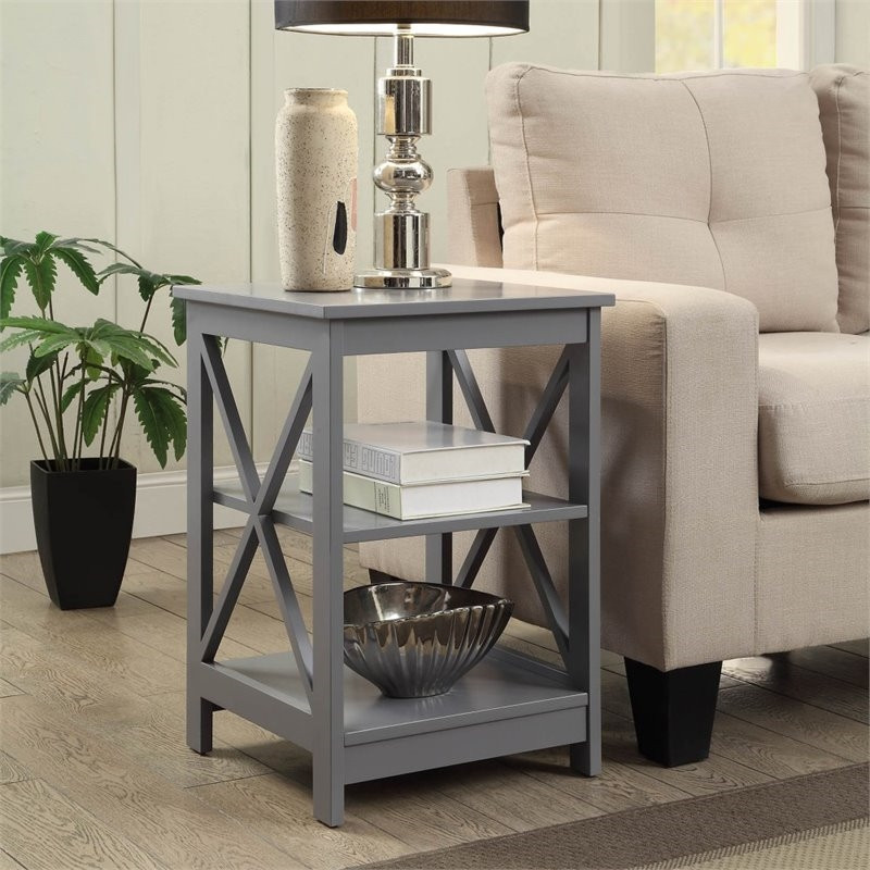 Home Square 2 Piece X Frame Wood End Table Set in Gray   Transitional   Side Tables And End Tables   by Homesquare  Houzz