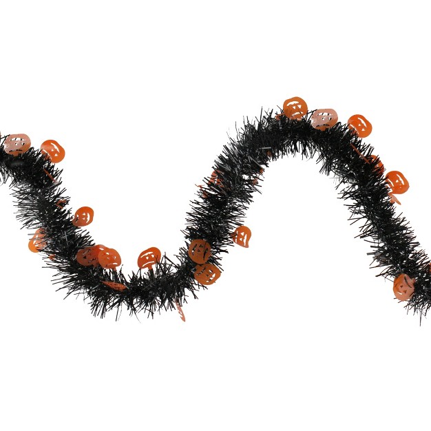 Northlight 50 x27 Black With Orange Jack O Lanterns Halloween Tinsel Garland Unlit