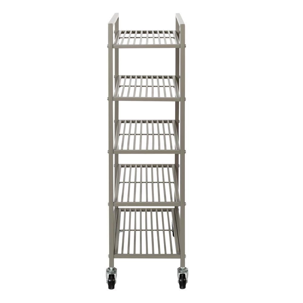 Honey-Can-Do 5-Tier Steel 4-Wheeled Bathroom Cart in Satin Nickel BTH-09096