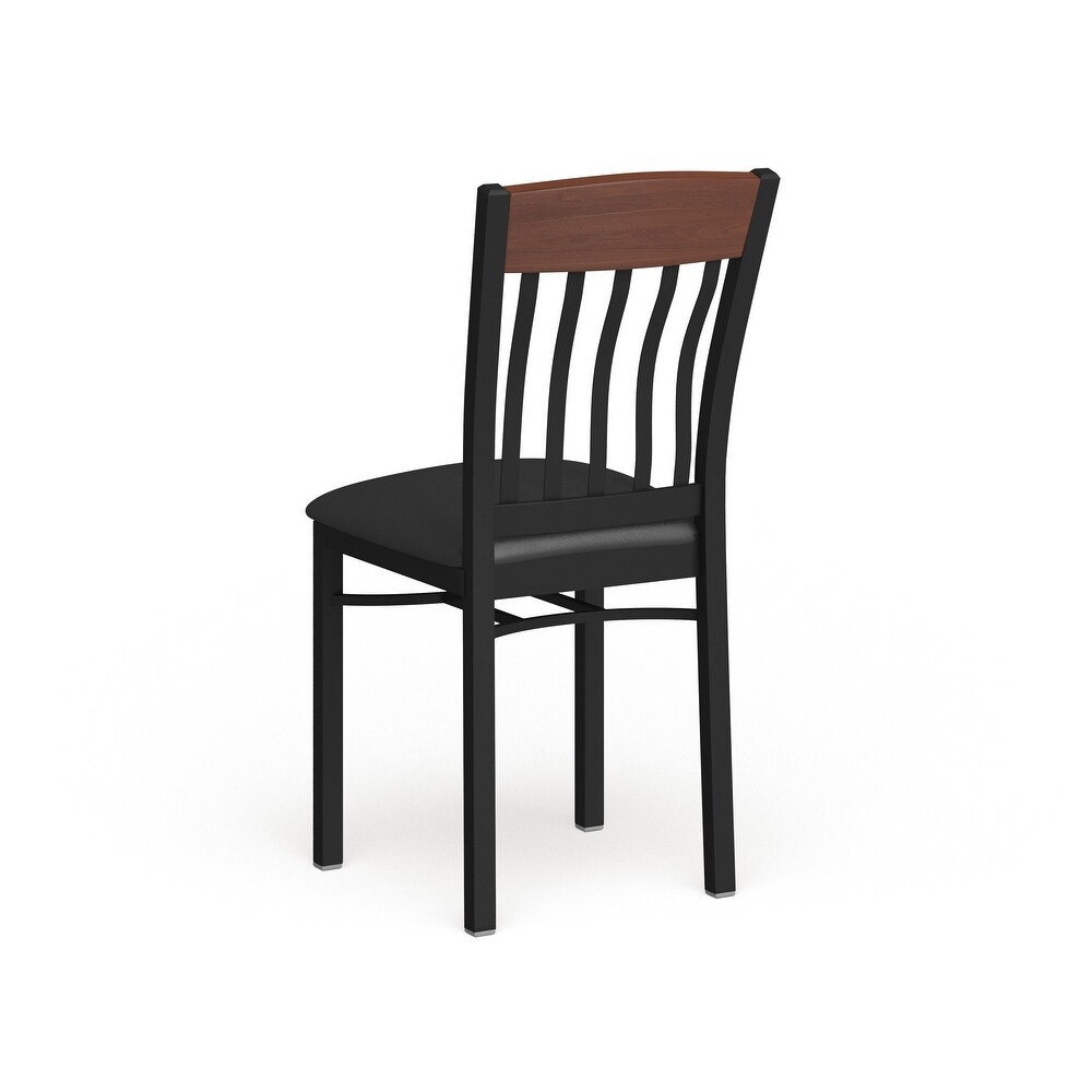 Vertical Back Metal and Wood Restaurant Chair with Vinyl Seat   17\