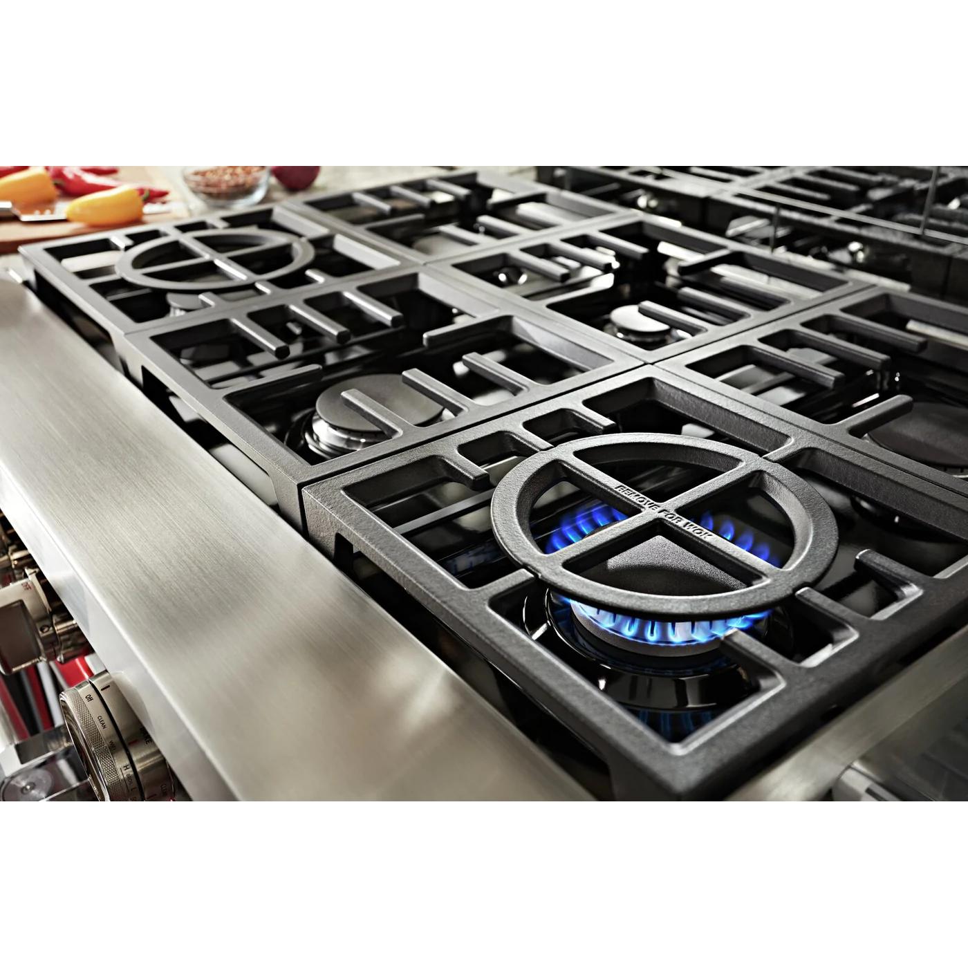 KitchenAid 48-inch Freestanding Dual Fuel Range with Even-Heat? True Convection KFDC558JPA