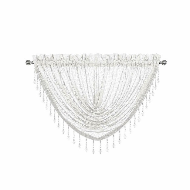 Kate Aurora Elegant Crystal Beaded Chevron Design Window Valance