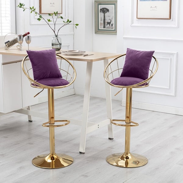 JASIWAY Unique Design Velvet Bar Stools with Footrest (Set of 2)