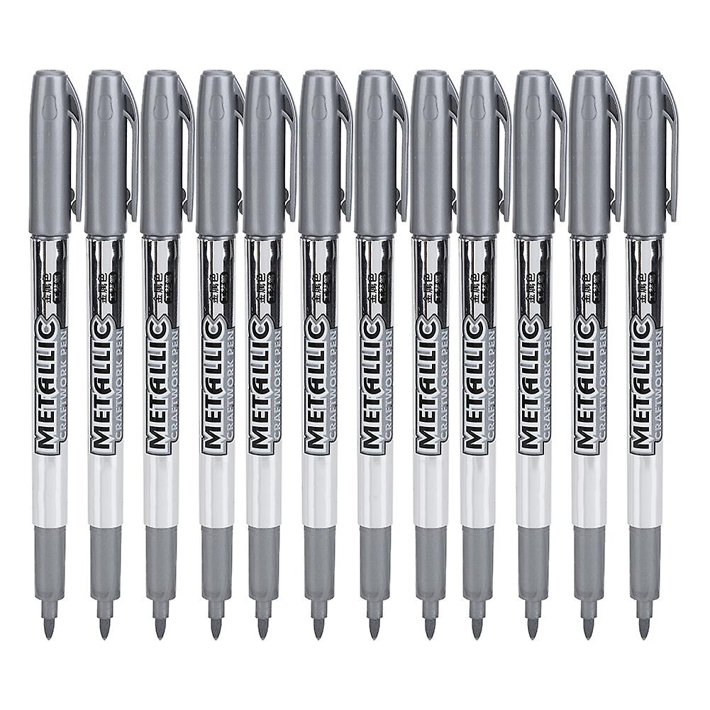 12pcs Silver Oil Paint Marker Pen Craftwork Drawing Signature Pen Office School Stationery