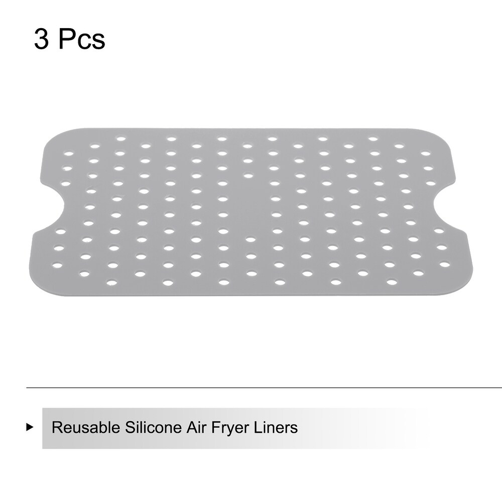Reusable Silicone Air Fryer Liners 5x8 Inch Grey  Pack of 3   Grey