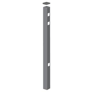 Barrette Outdoor Living Natural Reflections Standard-Duty 2 in. x 2 in. x 6-78 ft. Pewter Aluminum Fence End Post 73008716