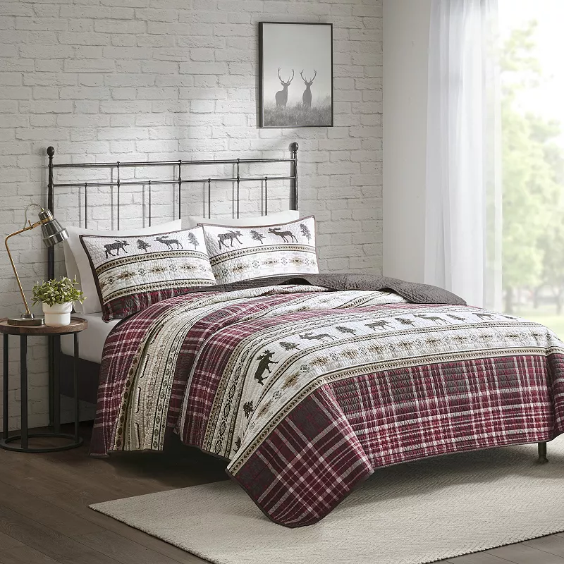 Woolrich Winter Valley 3-piece Oversized Microfiber Quilt Set with Shams