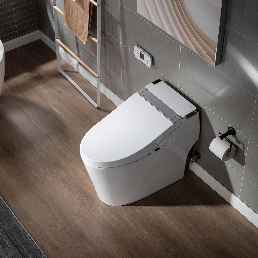 WOODBRIDGE Athena Intelligent 1.28 GPF Elongated Toilet in White with ADA Height Auto Flush Auto Open and Auto Close B0960S