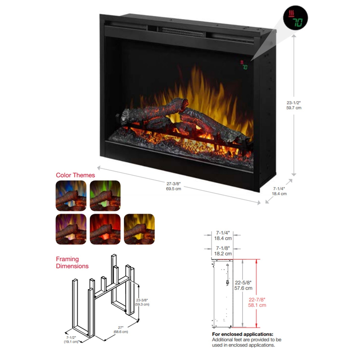 Dimplex Featherston 61 inch Electric Fireplace Mantel Package - Stone, GDS26L5-1152LR