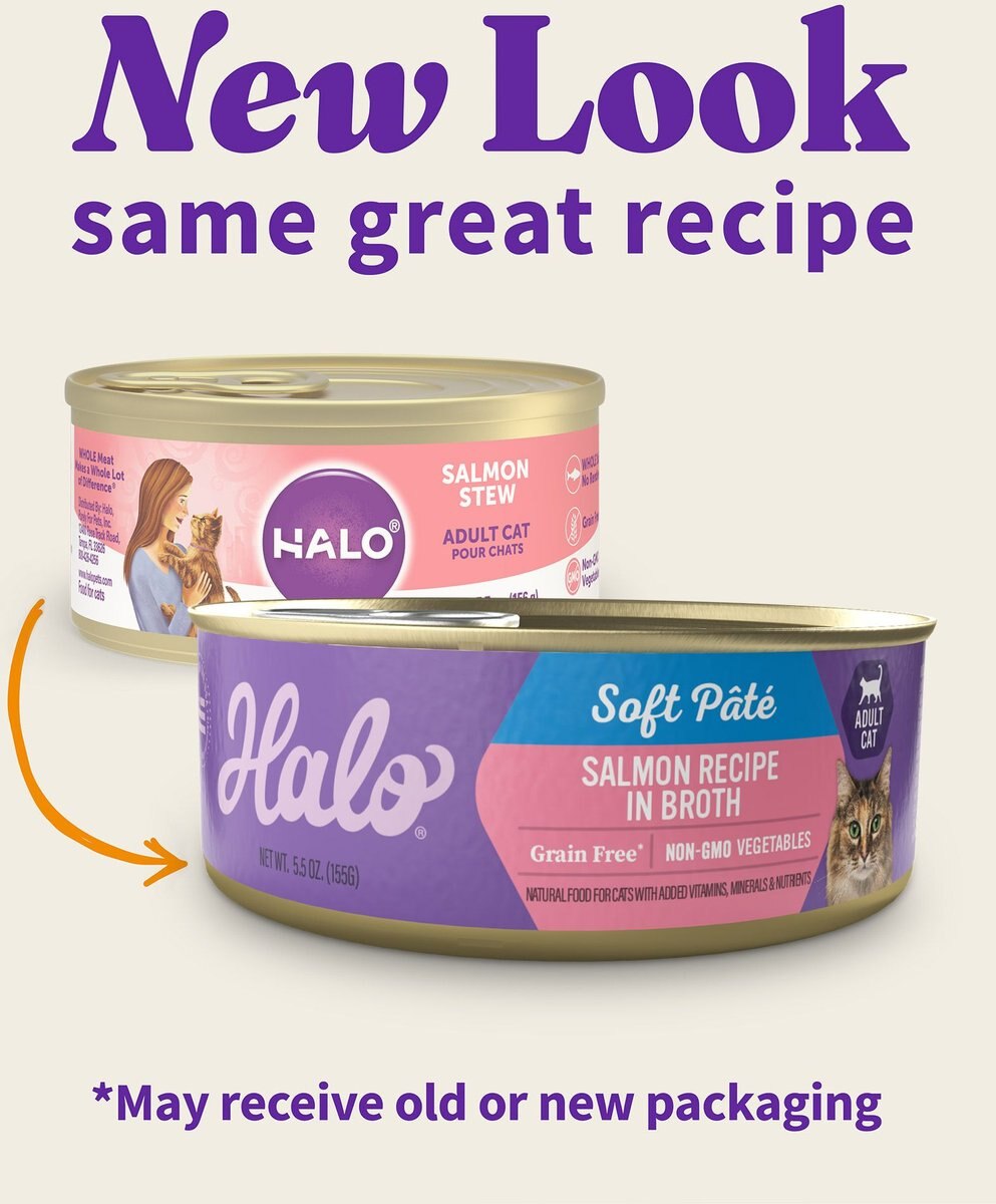 Halo Adult Grain-Free Pate Salman Recipe in Broth Wet Cat Food