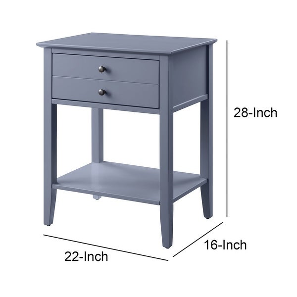 Rectangular Wooden Side Table with 1 Drawer and 1 Bottom Shelf， Gray - 28 H x 16 W x 22 L Inches