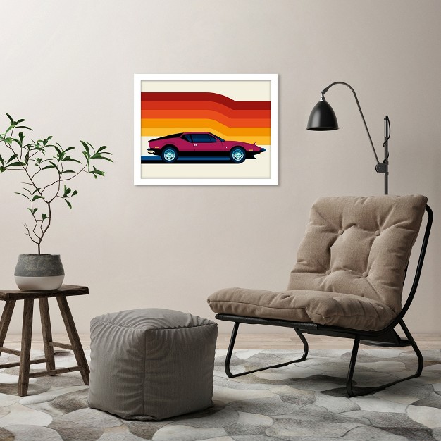 Americanflat Mid Century Modern Wall Art Room Decor Maroon Sports Car By Bo Lundberg