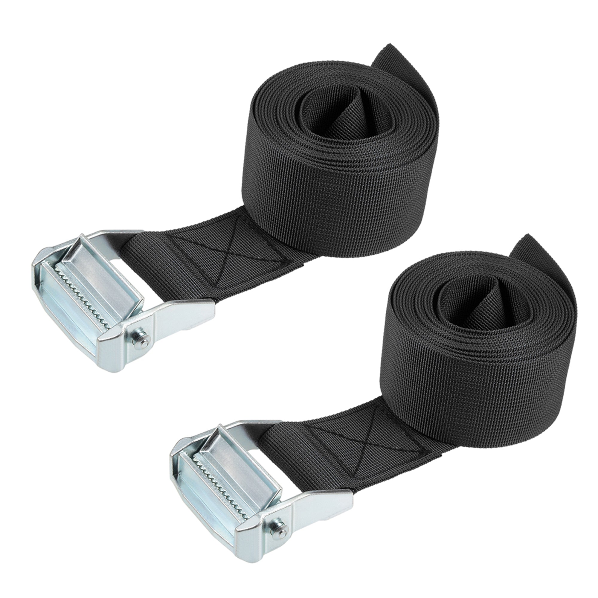 Uxcell 3.5M x 5cm Lashing Strap with Cam Lock Buckle 500Kg Work Load, Black, 2 Pack