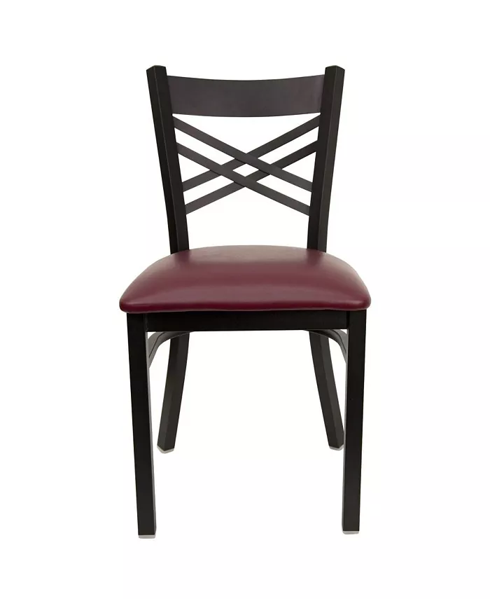 EMMA+OLIVER 2 Pack X Back Metal Restaurant Chair