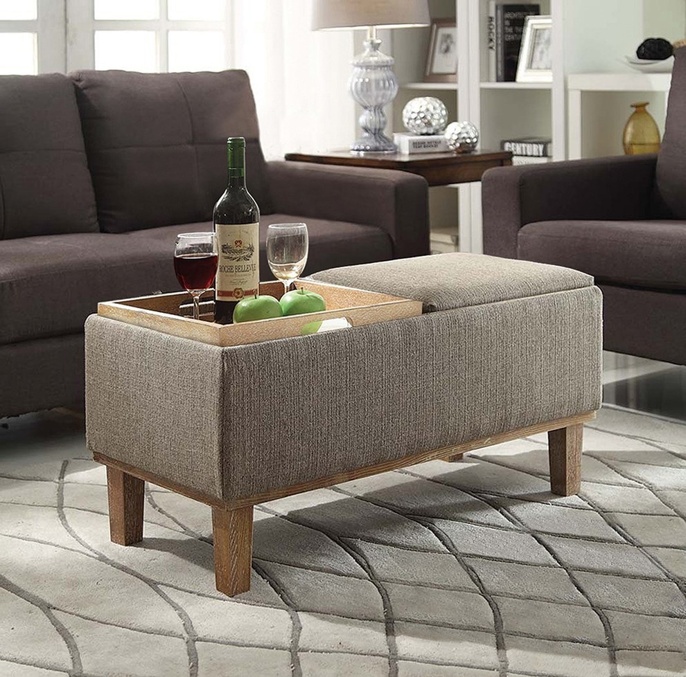 Convenience Concepts Designs4Comfort Brentwood Ottoman in Sandstone Beige Fabric   Transitional   Footstools And Ottomans   by Convenience Concepts  Houzz