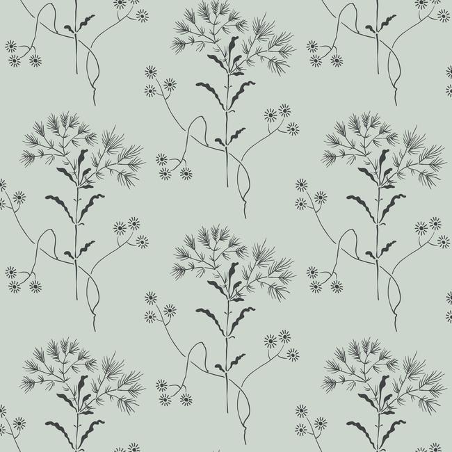 Wildflower Wallpaper in Wedding Band and Black from Magnolia Home Vol. 2