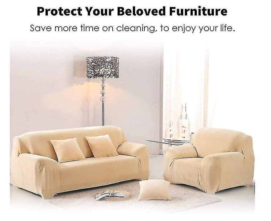 Sofa Cover， Stretch Sofa Covers 1 Seater Thick Sofa Slipcover Velvet Easy Fit Elastic Fabric Sofa Protector Couch Pet Protector(yellow)