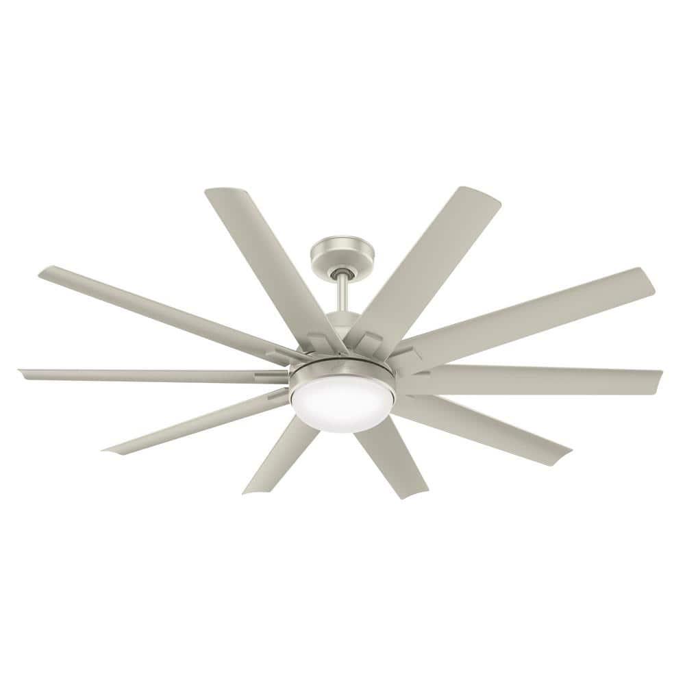 Hunter Overton 60 in LED IndoorOutdoor Matte Nickel Ceiling Fan with Light Kit and Wall Control