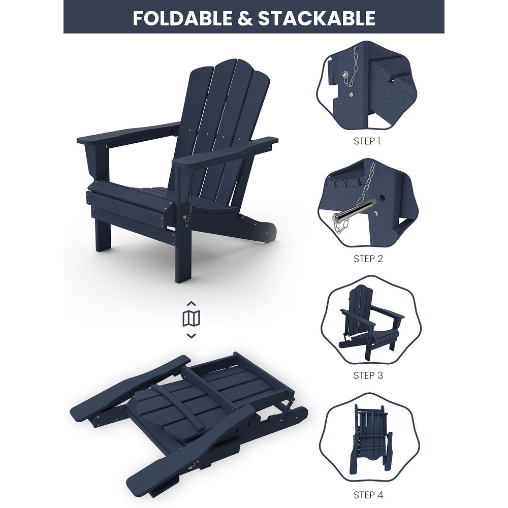 Plastic Folding Outdoor Patio Adirondack Chair With Slat Seat