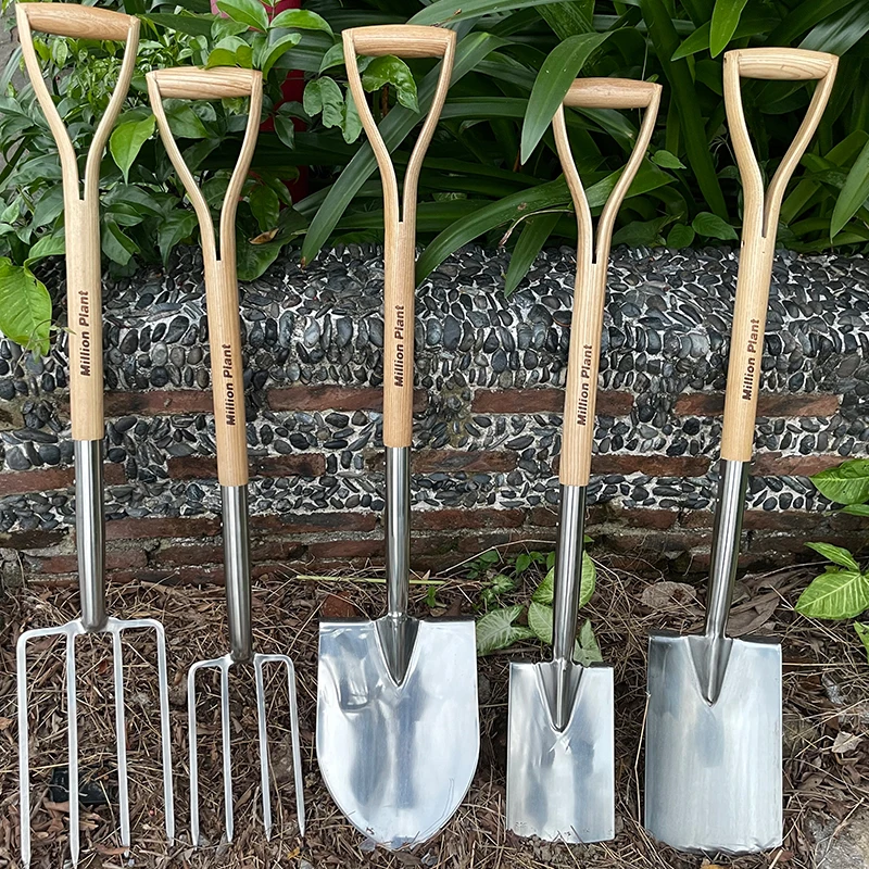 Outdoor  flower potted plants maintenance wooden handle fork shovel mini hand garden tools