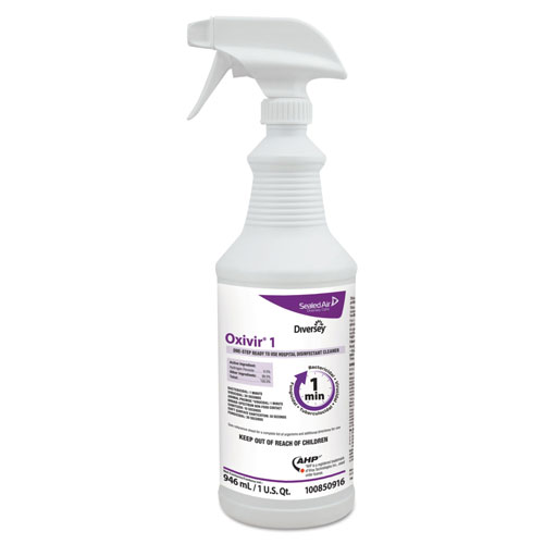 Diversey Oxivir 1 RTU Disinfectant Cleaner | 32 oz Spray Bottle， 12