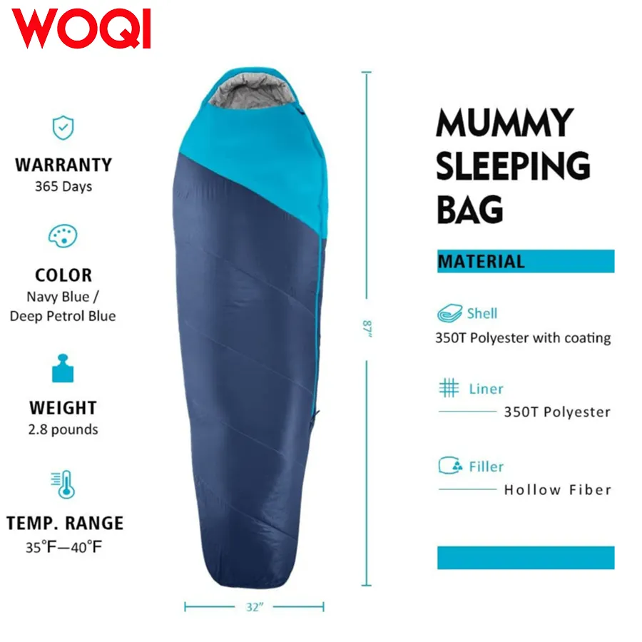 WOQI Backpacking lightweight Winter Camo sleeping bag with compression bag