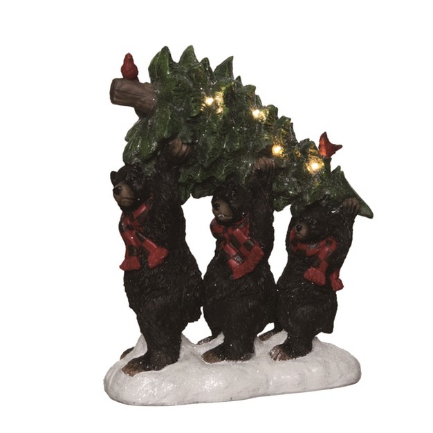 Transpac Resin 10 5 In Multicolor Christmas Light Up Bear And Tree Figurine