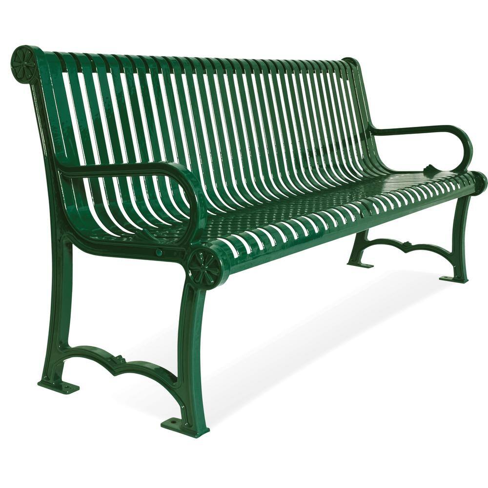 ULTRASITE 4 ft. Charleston Bench with Back Slat 964-S4-GREEN