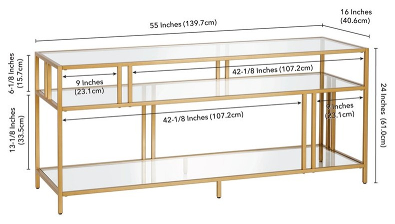 Henn ampHart 55 quotBlackened Bronze Metal/Glass TV Stand   Contemporary   Entertainment Centers And Tv Stands   by Homesquare  Houzz