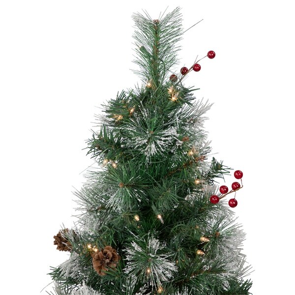 4' PreLit Frosted Carolina Berry Spruce Artificial Christmas Tree Clear Lights