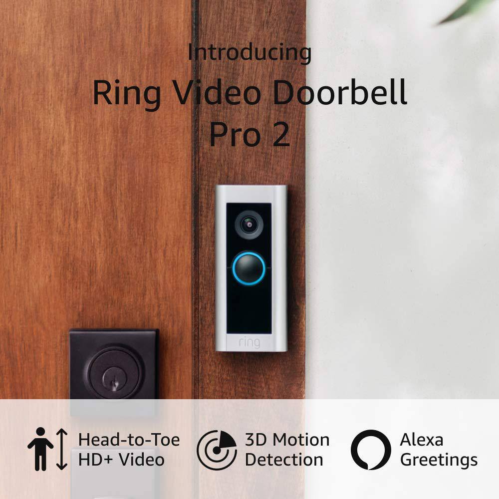 Ring Video Doorbell Pro 2 - Smart Wired WiFi Doorbell Cam with Head-to-Toe HD Video Bird's Eye View and 3D Motion Detection B086Q54K53