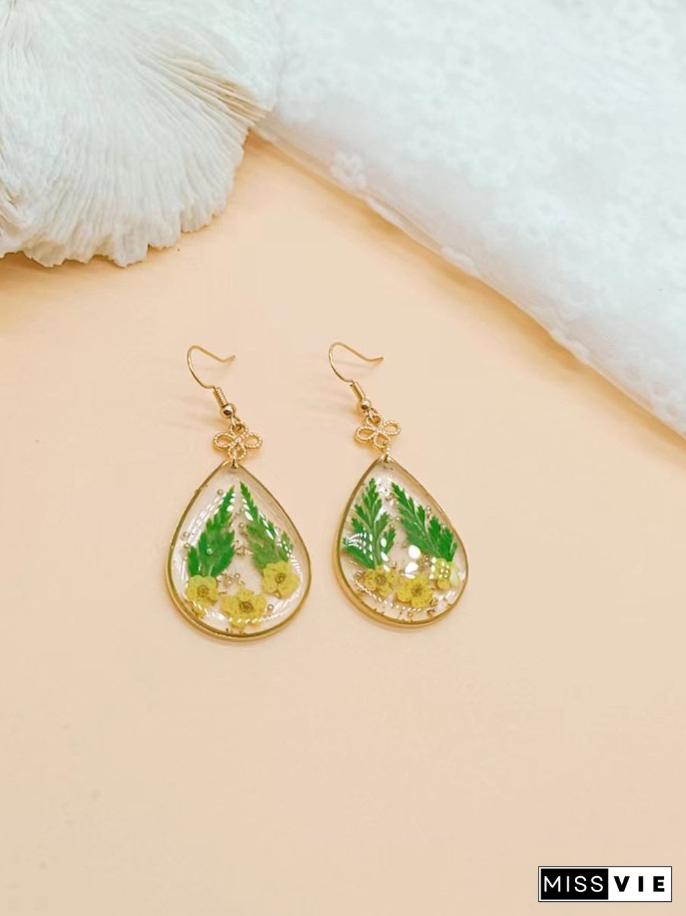 Forget-me-not Resin Gold Foil Earrings