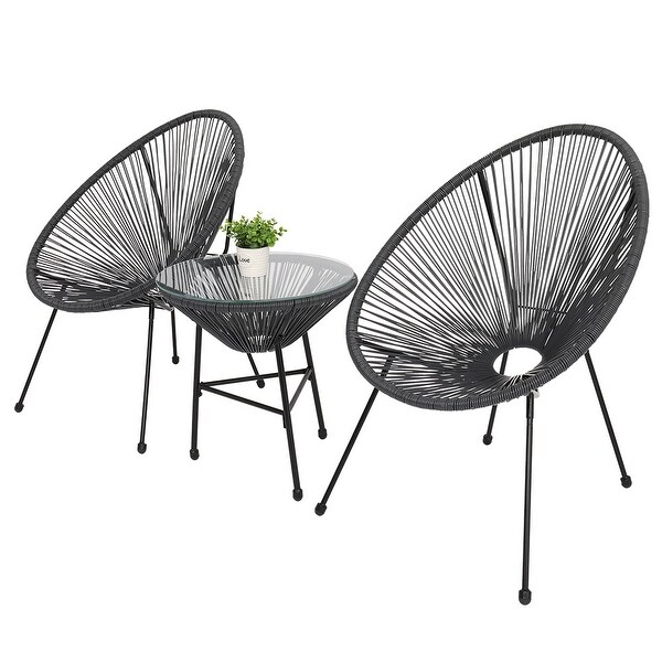 3pcs Modern All-Weather Patio Bistro Furniture Set - Overstock - 35740063