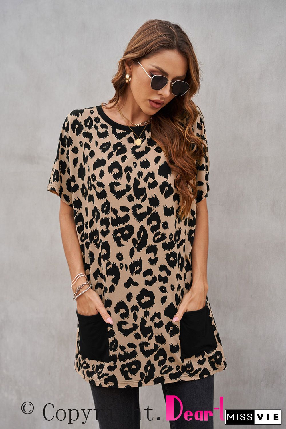 Print Pocketed T-Shirt Mini Dress