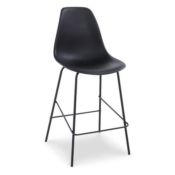 Mira 25 Inch Counter Height Stool， Set of 2， Bucket Seat， Black Metal Frame