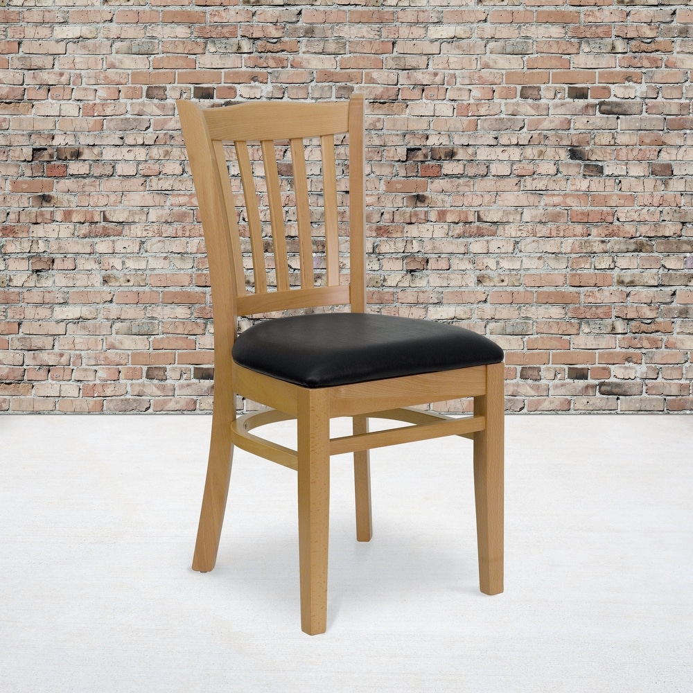 Vertical Slat Back Wooden Restaurant Chair   17.5\